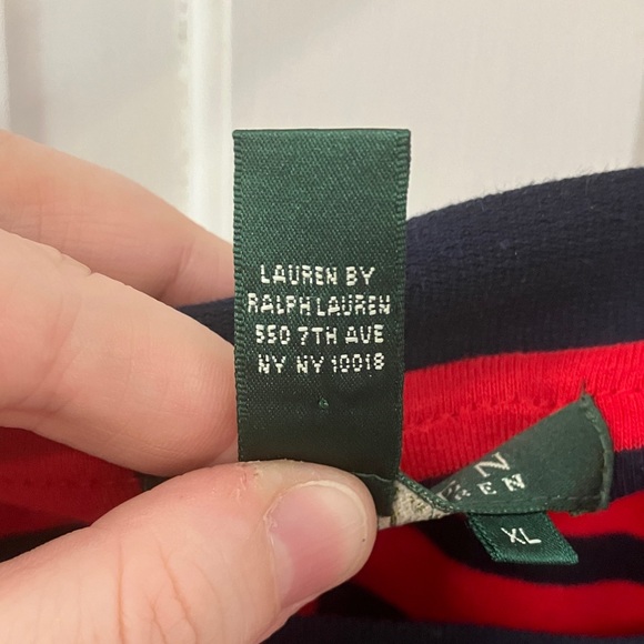 Lauren Ralph Lauren Green Tag Red and navy striped shirt size XL 100% cotton - Picture 13 of 15